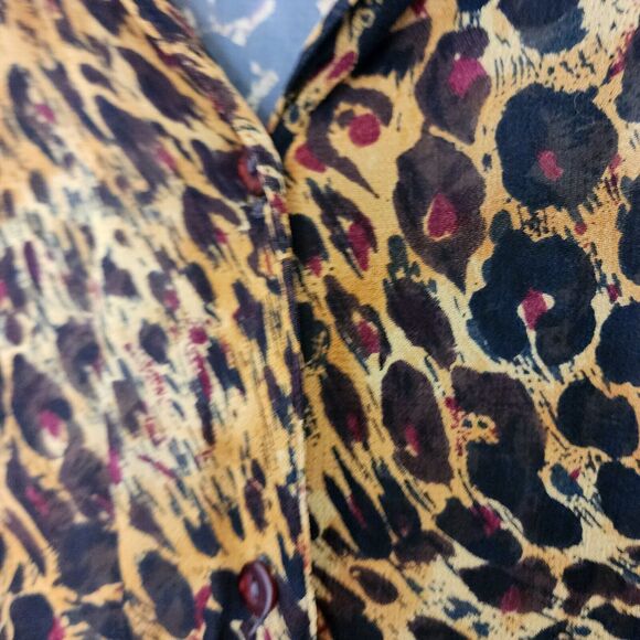 The Avenue Womens sz 26/28 Blouse Animal Print Button Front Leopard Cheetah Vtg - Picture 5 of 15
